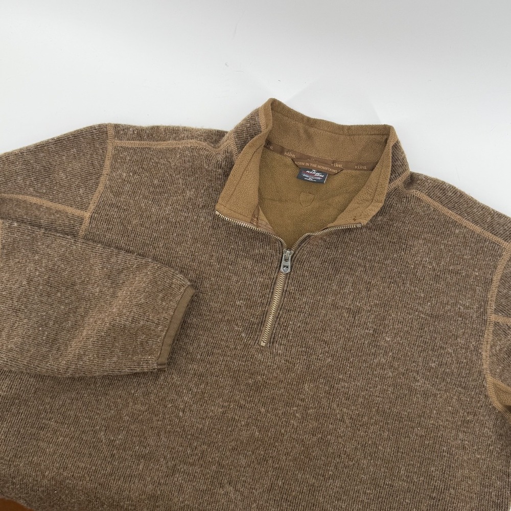 Kuhl Thor 1/4 Zip Pullover Sweater Mens XL Brown Wool Blend ThermoKore RN108846